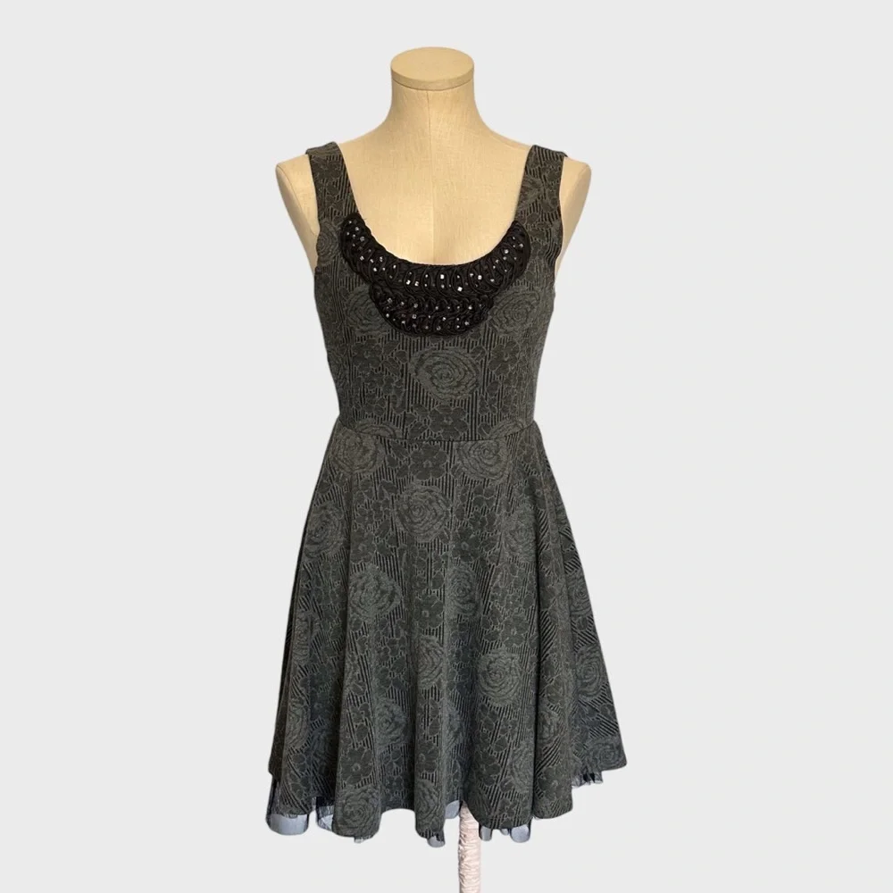 Free People Rock Princess Fit & Flare Dress in Charcoal Grey
